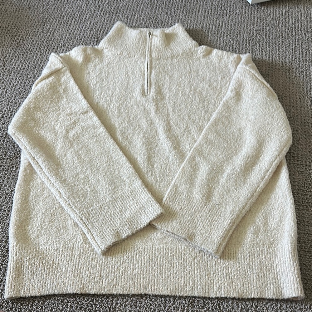 Cream Half-Zip Women's Sweater XL
